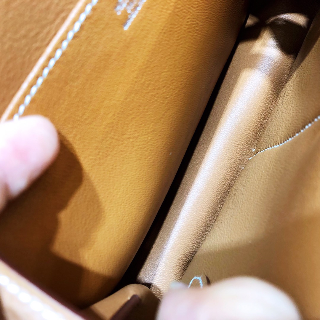 에르메스 미니 할잔백22 골드브라운 은장 끌레망스 가죽